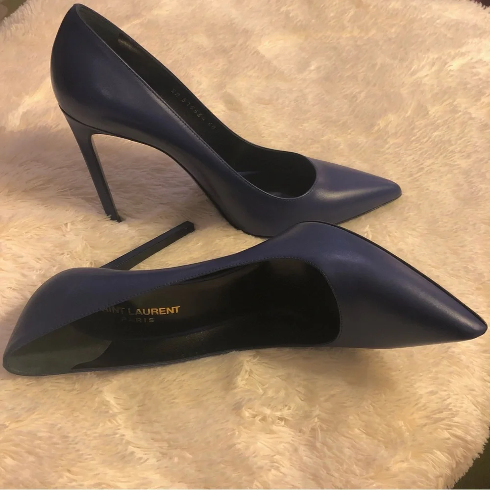 Yves Saint Laurent Blue Stiletto Heels - Picture 4 of 14